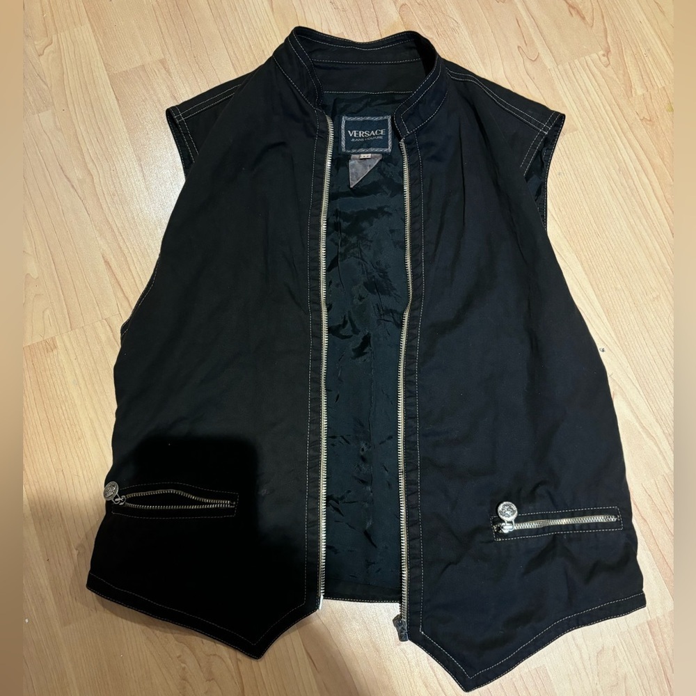 Vintage Versace Jeans Couture Black Zippered Vest SEE DESCRIPTION